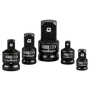 [Prime] HORUSDY 5-Piece Impact Socket Adapter & Reducer Set (1/4", 3/8" & 1/2") $5.99 + Free Shipping